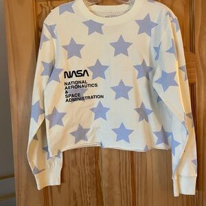 Mighty Fine White and Blue Star Long Sleeve Tee